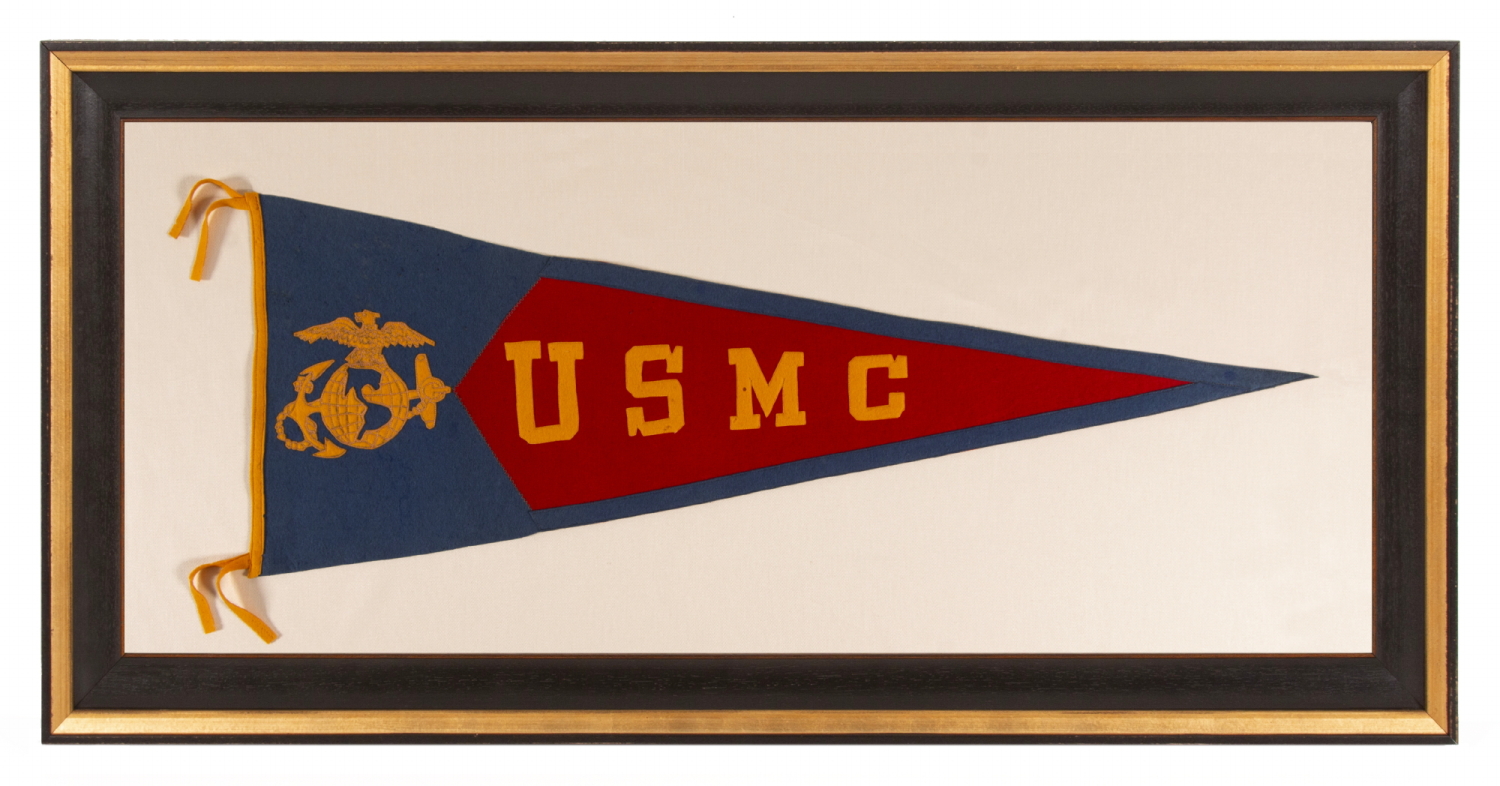 UNITED STATES MARINE CORPS PENNANT OF NOTABLE WEIGHT, QUALITY, & SCALE, circa 1914-1920’s