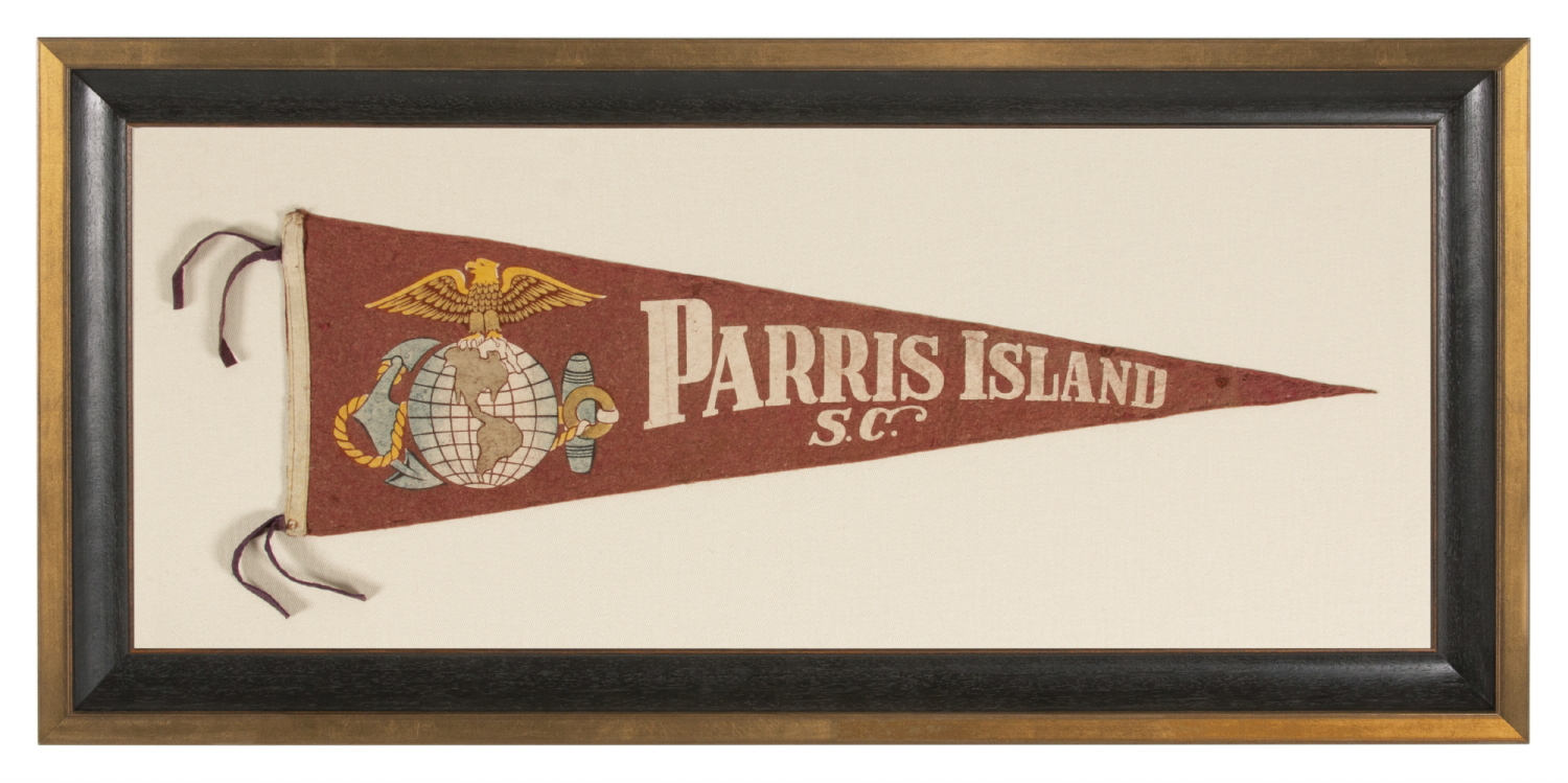 UNITED STATES MARINE CORPS PENNANT FROM PARRIS ISLAND, circa WWI (U.S. INVOLVEMENT 1917-18) -1930’s