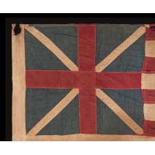 1890-1910 ERA EXAMPLE OF THE “GRAND UNION," THE FIRST NATIONAL FLAG OF AMERICA WHEN STILL A BRITISH COLONY; ONE OF JUST A HANDFUL OF EARLY EXAMPLES THAT SURVIVE IN THIS RARE DESIGN