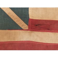 1890-1910 ERA EXAMPLE OF THE “GRAND UNION," THE FIRST NATIONAL FLAG OF AMERICA WHEN STILL A BRITISH COLONY; ONE OF JUST A HANDFUL OF EARLY EXAMPLES THAT SURVIVE IN THIS RARE DESIGN