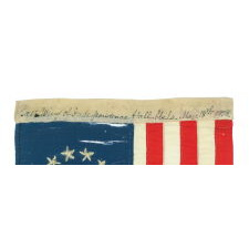 13 HAND-EMBROIDERED STARS AND EXPERTLY HAND-SEWN STRIPES ON AN ANTIQUE AMERICAN FLAG MADE IN PHILADELPHIA BY SARAH M. WILSON, GREAT-GRANDDAUGHTER OF BETSY ROSS, SIGNED & DATED 1908