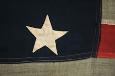 13 HAND-SEWN STARS, CENTENNIAL ERA, RARE SMALL SIZE FOR THE PERIOD