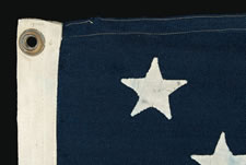 13 HAND-SEWN STARS, 1876 CENTENNIAL ERA, IN A RARE, SMALL, AND HIGHLY DESIRABLE SIZE FOR THE PERIOD