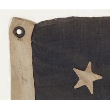 13 STAR FLAG WITH HAND-SEWN, CANTED STARS IN A 3-2-3-2-3 PATTERN, THE ONLY EXAMPLE I HAVE EVER ENCOUNTERED WITH THE MARK OF THE “UNITED STATES LIGHTHOUSE ESTABLISHMENT”, AN EXCEPTIONAL EXAMPLE IN A WONDERFUL SMALL SCALE, MADE ca 1880 - 1895