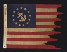 13 STAR PRIVATE YACHT ENSIGN WITH AN ANCHOR IN A WREATH OF STARS, 1945-1960