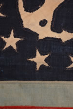 13 STAR PRIVATE YACHT FLAG, A SCARCE AND DESIRABLE EXAMPLE WITH SINGLE-APPLIQUED, HAND-SEWN STARS AND ANCHOR, MADE BY ANNIN IN NEW YORK CITY, CA 1865-1890