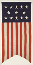 13 STAR SWALLOWTAILED PATRIOTIC BANNER, 1890-1900