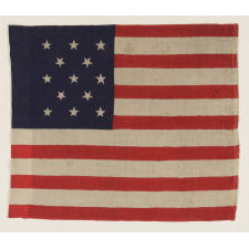 13 STAR U.S. MILITARY CAMP COLORS, PRESS-DYED ON WOOL BUNTING, CIVIL WAR OR EARLY INDIAN WARS PERIOD, 1861-1876, ONE OF JUST THREE KNOWN EXAMPLES