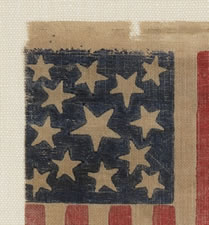 13 STARS, 1861-1876 (CIVIL WAR - CENTENNIAL), THREE SIZES OF FOLKY STARS IN A MEDALLION PATTERN