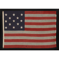 13 STARS IN A 3-2-3-2-3 CONFIGURATION, AN ATTRACTIVE FLAG IN A SMALL SCALE WITH PLEASING PROPORTIONS, MADE BETWEEN 1876 AND THE 1890's