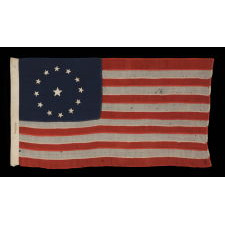 13 STARS IN THE 3rd MARYLAND PATTERN ON A CIVIL WAR ERA FLAG WITH THE SMALLEST HAND-APPLIQUÉD STARS THAT I HAVE EVER SEEN ON A WOOL EXAMPLE OF THE 19TH CENTURY