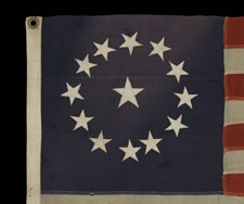 13 STARS IN THE 3RD MARYLAND PATTERN, A SMALL FLAG WITH GREAT VISUAL QUALITIUES, MADE DURING THE LAST DECADE OF THE 19TH CENTURY