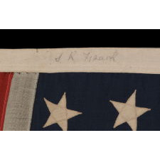 13 STARS ARRANGED IN A 3-2-3-2-3 PATTERN ON A SMALL-SCALE ANTIQUE AMERICAN FLAG MADE IN THE PERIOD BETWEEN THE LAST DECADE OF THE 19TH CENTURY AND THE FIRST QUARTER OF THE 20TH