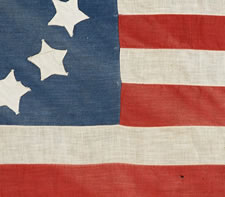 13 STARS, BETSY ROSS STYLE CONFIGURATION, 1900-1926, A WHIMSICAL HOMEMADE FLAG