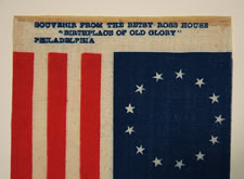 13 STARS IN THE BETSY ROSS STYLE, MAYBE AMONG FIRST PRINTED FLAGS IN THIS DESIGN