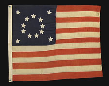 13 STARS IN AN EXTREMELY RARE PATTERN, PRIVATE YACHT ENSIGN, 1890-1910