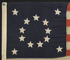 13 STARS IN AN EXTREMELY RARE PATTERN, PRIVATE YACHT ENSIGN, 1890-1910