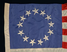 13 STARS, MADE BY THE GREAT-GRANDDAUGHTER OF BETSY ROSS, SARAH M. WILSON