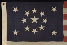 13 STARS IN A MEDALLION CONFIGURATION ON A SMALL-SCALE FLAG OF THE 1895-1920'S ERA