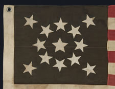 13 STARS IN A MEDALLION PATTERN ON A SMALL-SCALE FLAG OF THE 1890-1910 ERA