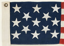 13 STARS, PROBABLY A U.S. NAVY SMALL BOAT FLAG, EXTREMELY SMALL, COPELAND, WA