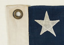 13 STARS, PROBABLY A U.S. NAVY SMALL BOAT FLAG, EXTREMELY SMALL, COPELAND, WA