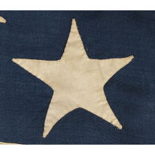 13 STARS ON A U.S. NAVY SMALL BOAT ENSIGN, ENTIRELY HAND-SEWN, PROBABLY MADE BETWEEN 1882 AND 1884, A BEAUTIFUL EXAMPLE IN A REMARKABLE STATE OF PRESERVATION