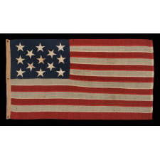 13 STARS ON A U.S. NAVY SMALL BOAT ENSIGN, ENTIRELY HAND-SEWN, PROBABLY MADE BETWEEN 1882 AND 1884, A BEAUTIFUL EXAMPLE IN A REMARKABLE STATE OF PRESERVATION