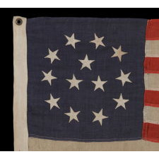 13 STARS IN WREATH PATTERN WITH 3 CENTER STARS, ONE OF THE MOST RARE 13 STAR FLAG DESIGNS KNOWN TO EXIST, MADE BY C.C. FULLER IN WORCESTER, MASS., 1890-1900