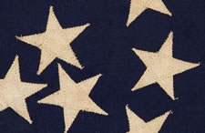 13 STARS IN WREATH PATTERN WITH 3 CENTER STARS, ONE OF THE MOST RARE 13 STAR FLAG DESIGNS KNOWN TO EXIST, MADE BY C.C. FULLER, WORCESTER, MASS., 1890-1900