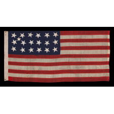 18 STAR ANTIQUE AMERICAN FLAG WITH 13 STRIPES, A “DISUNION” FLAG, MADE WITH AN ABOLITIONIST MESSAGE, circa 1859-1861, EXCLUDING THE SLAVE STATES; WITH A 19TH STAR ADDED ON THE OBVERSE; OWNED BY HARVARD-TRAINED, MASSACHUSETTS PHYSICIAN BENJAMIN CUSHING, WHO VOLUNTEERED AS A U.S. ARMY SURGEON, DEVOID OF RANK OR PAY, STATIONED AT FORT MONROE, VIRGINIA, ‘CONTRABAND CAMP’ FOR ESCAPING SLAVES AND THE ONLY UNION-CONTROLLED, FORTIFIED BASE IN THE UPPER SOUTH