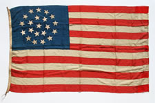 21 STARS, AN EXTRAORDINARY SOUTHERN-EXCLUSIONARY FLAG, OPENING TWO YEARS OF THE CIVIL WAR, 1861-63, RARE MEDALLION CONFIGURATION WITHOUT CORNER STARS