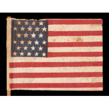 27 STAR ANTIQUE AMERICAN PARADE FLAG, MADE TO COMMEMORATE THE 1845 ADDITION OF FLORIDA AS THE 27th STATE, MOST LIKELY FOR DISPLAY AND DISTRIBUTION AT THE 1/5TH SCALE MODEL OF CASTILLO DE SAN MARCOS (a.k.a., FORT MARION), THAT HOUSED FLORIDA'S EXHIBITS AT THE 1893 CHICAGO WORLD’S FAIR / WORLD’S COLUMBIAN EXPO