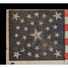 30 STAR FLAG OF THE PRE-CIVIL WAR ERA, A RARE AND BEAUTIFUL ANTIQUE EXAMPLE WITH A DOUBLE-WREATH CONFIGURATION THAT FEATURES A LARGE, HALOED CENTER STAR, WISCONSIN STATEHOOD, 1848-1850