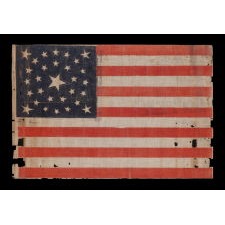 30 STAR FLAG OF THE PRE-CIVIL WAR ERA, A RARE AND BEAUTIFUL ANTIQUE EXAMPLE WITH A DOUBLE-WREATH CONFIGURATION THAT FEATURES A LARGE, HALOED CENTER STAR, WISCONSIN STATEHOOD, 1848-1850