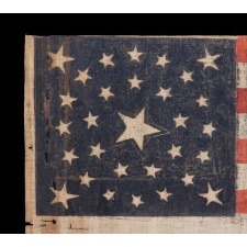 30 STAR FLAG OF THE PRE-CIVIL WAR ERA, A RARE AND BEAUTIFUL ANTIQUE EXAMPLE WITH A DOUBLE-WREATH CONFIGURATION THAT FEATURES A LARGE, HALOED CENTER STAR, WISCONSIN STATEHOOD, 1848-1850