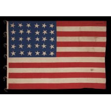 30 STARS ON AN ANTIQUE AMERICAN FLAG MADE IN THE PERIOD BETWEEN 1870 AND THE 1890's, PROBABLY TO COMMEMORATE THE YEAR IN WHICH WISCONSIN ENTERED THE UNION AS THE 30th STATE, IN 1848