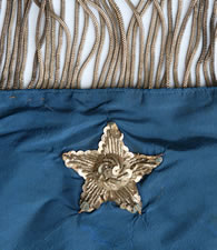 31 STARS, 1850-58, CALIFORNIA STATEHOOD, SILK WITH BULLION STARS & FRINGE