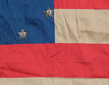 31 STARS, 1850-58, CALIFORNIA STATEHOOD, SILK WITH BULLION STARS & FRINGE