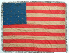 31 STARS, 1850-58, CALIFORNIA STATEHOOD, SILK WITH BULLION STARS & FRINGE