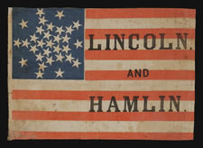 31 STARS IN AN INTERESTING VARIATION OF THE "GREAT STAR" CONFIGURATION, MADE FOR THE 1860 CAMPAIGN OF ABRAHAM LINCOLN & HANNIBAL HAMLIN