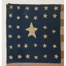 32 STARS IN A ONE-OF-A-KIND PATTERN ON A DYNAMIC FLAG WITH PURPORTED CONFEDERATE CAPTURE HISTORY AT THE FIRST MANASSAS; A VERY RARE STAR COUNT, OFFICIAL FOR 1 YEAR AND ACCURATE FOR JUST 9 MONTHS, MINNESOTA STATEHOOD, 1858-59