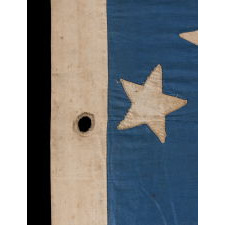 33 STARS IN A "GREAT STAR" OR "GREAT LUMINARY" PATTERN ON A HOMEMADE FLAG WITH A BEAUTIFUL, GLAZED COTTON CANTON, 1859-61, PRE-CIVIL WAR THROUGH WAR PERIOD, OREGON STATEHOOD