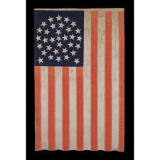 33 STARS IN A MEDALLION CONFIGURATION ON A LARGE SCALE PARADE FLAG, AN EXTREMELY RARE EXAMPLE, OREGON STATEHOOD, 1859-1861