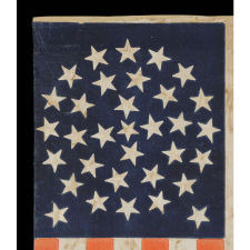 33 STARS IN A MEDALLION CONFIGURATION ON A LARGE SCALE PARADE FLAG, AN EXTREMELY RARE EXAMPLE, OREGON STATEHOOD, 1859-1861