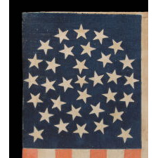 33 STARS IN A MEDALLION CONFIGURATION ON A LARGE SCALE PARADE FLAG, AN EXTREMELY RARE EXAMPLE, OREGON STATEHOOD, 1859-1861