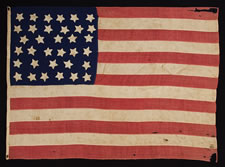 34 HAND-SEWN STARS, CIVIL WAR PERIOD, 1861-1863, AN UNUSUALLY SMALL, HOMEMADE EXAMPLE