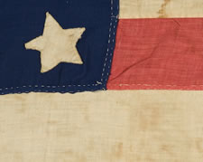 34 HAND-SEWN STARS, CIVIL WAR PERIOD, 1861-1863, AN UNUSUALLY SMALL, HOMEMADE EXAMPLE