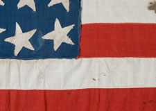 34 HAND-SEWN STARS ON A CIVIL WAR PERIOD FLAG WITH 12 STRIPES, POSSIBLY TO EXCLUDE SOUTH CAROLINA, 1861-1863, A SMALL, HOMEMADE EXAMPLE WITH NICE FOLK QUALITIES