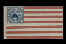 34 STAR AMERICAN FLAG COVER WITH A SINGLE WREATH STAR PATTERN, A HUGE CENTER STAR, AND THE LETTERS U-N-I-O-N DISTRIBUTED BETWEEN THE ARMS OF THE CENTER STAR, 1861-63, CIVIL WAR PERIOD